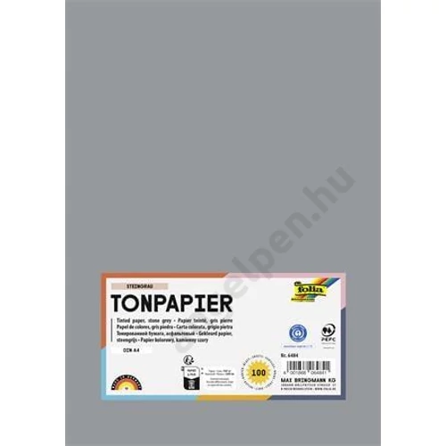 Színes papír, A4, 130 g, 100 lap, FOLIA, kőszürke