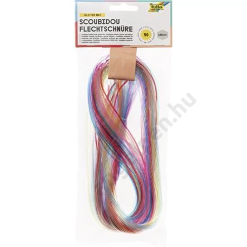 Színes damil, 100 cm, FOLIA "Glitter mix", 50 különböző csillámos szín