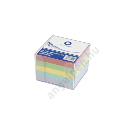 Kockatömb 8x8x6,5cm, ragasztás nélküli, transzparens tartóban színes pasztell 8x8x6,5cm, Bluering®