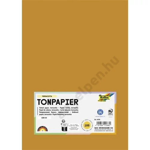 Színes papír, A4, 130 g, 100 lap, FOLIA, terrakotta