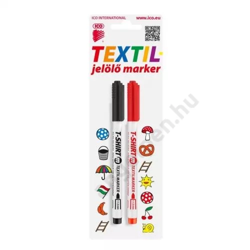 ICO T-SHIRT TEXTILMARKER SLIM M 2 FEKETE+PIROS BL