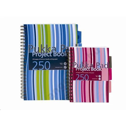 Spirálfüzet, A4, vonalas, 125 lap, PUKKA PAD "Stripe project book"