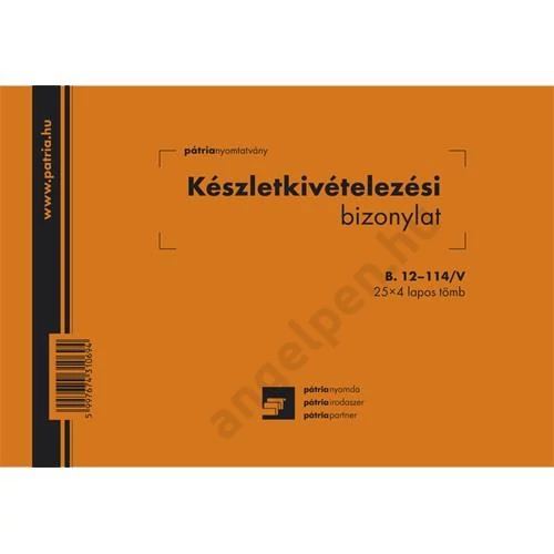 Készletkivételezési bizonylat tömb 8 tételes 25x4l A/5 fekvő