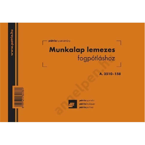 Fogászati munkalap 50x3lapos A/5 fekvő