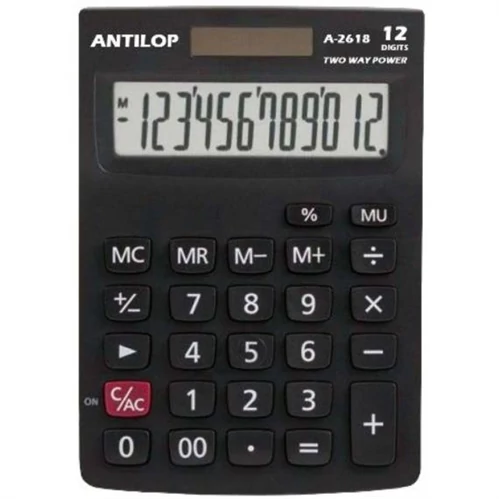 Számológép asztali 12 számjegy nagy, döntött kijelző Antilop A-2618
