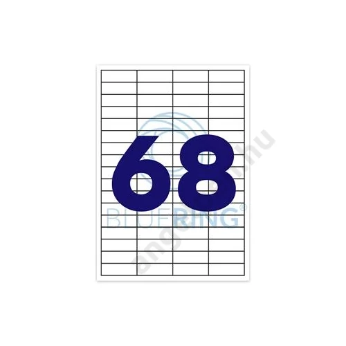 Etikett címke, 48,5x16,9mm, 100 lap, 68 címke/lap Bluering®
