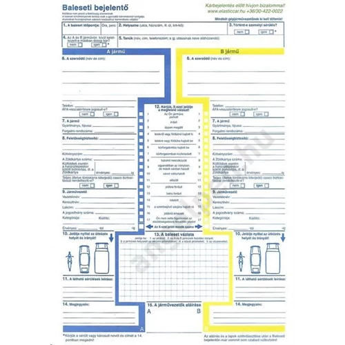 Baleseti bejelentő A/4 KÉK/SÁRGA