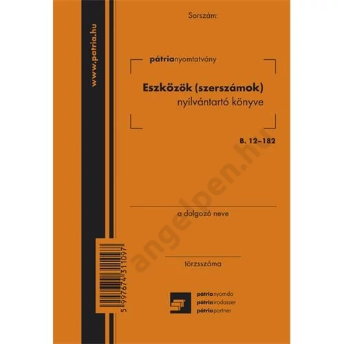 Eszközök (szerszámok) nyilvántartó könyve 4 lapos