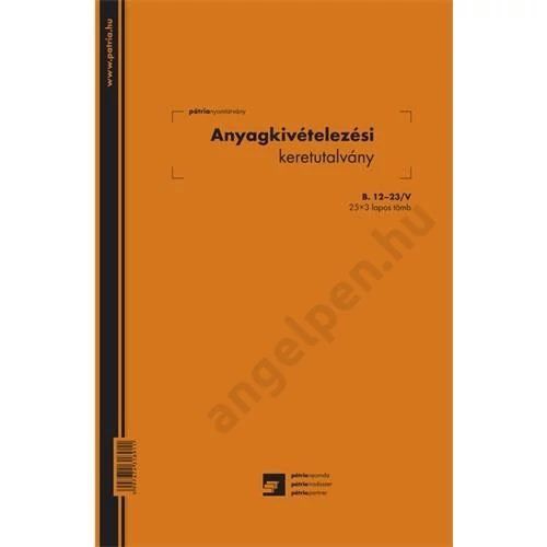 Anyagkivételezési keretutalvány 25x3 lapos tömb A/4 álló