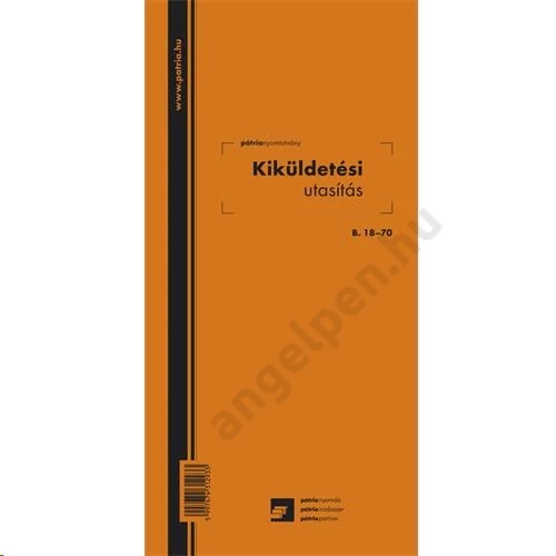 Kiküldetési utasítás (belföldi) 50 lapos 140*285mm