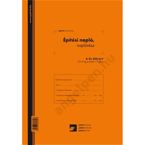 Építési napló 25x3 lapos (P)