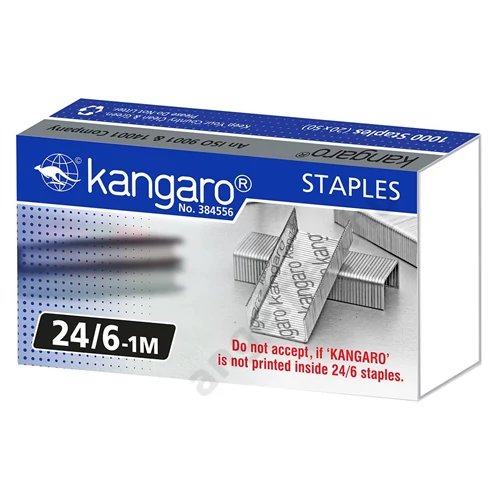 C524421 kangaro tűzőkapocs 24/6 1M, ezüst, 1000 db
