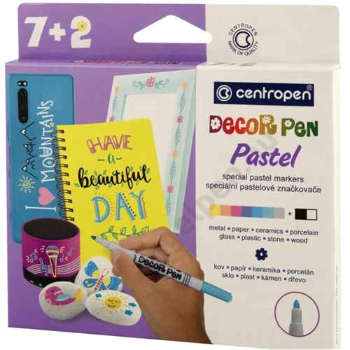Dekormarker 1,5mm, Centropen 2738 7+2-es készlet pasztell