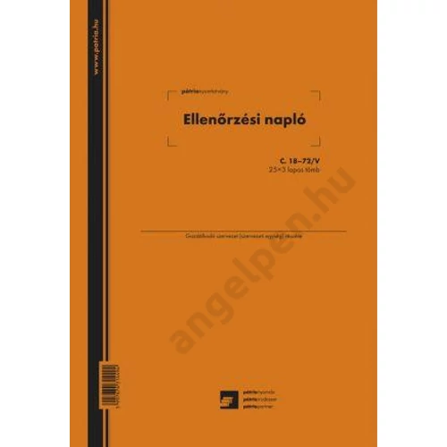 Ellenőrzési napló 25x3 lapos A/4 álló