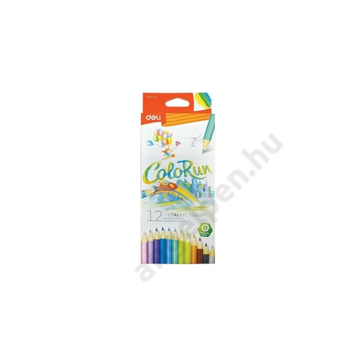 Színesceruza készlet, 12 darabos, "ColoRun METALLIC"
