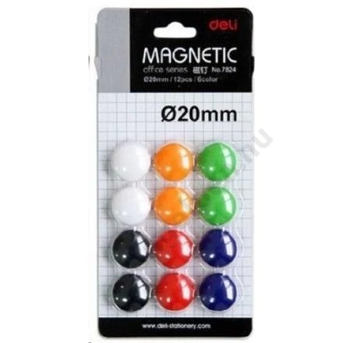 Mágneskorong, 20 mm, 12 db, DELI "UNIVERSAL", vegyes szín