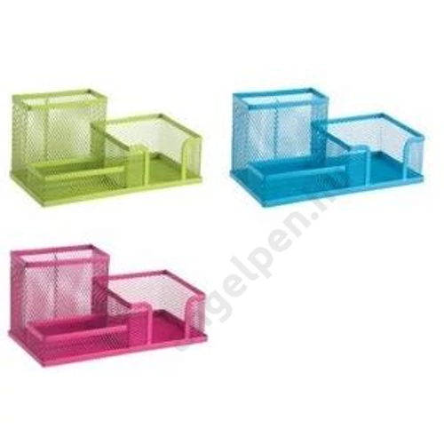 Írószertartó, fémhálós, 3 részes, DELI "VIVID", vegyes szín