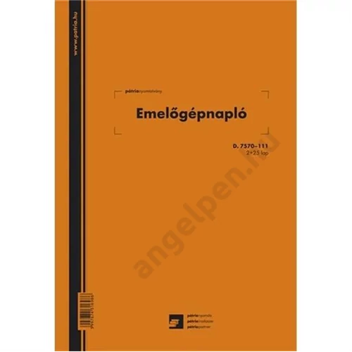 Emelőgépnapló A/4 álló 2+25lapos