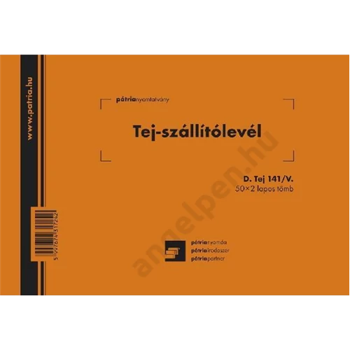 Tejszállító levél 50x2 lapos tömb A/5 fekvő