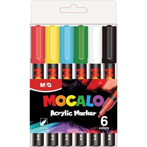 Akril marker-filc  készlet M&G "Mocalo" 6 szín 