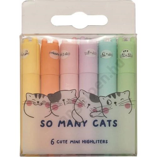 Szövegkiemelő készlet 1-4 mm M&G "So Many Cats" 6 pasztell szín