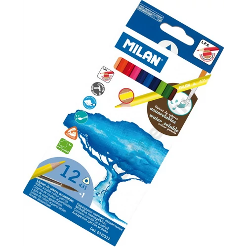 Ceruza színes Milan 12-es Aqua háromszög+ecset 0742312 12 db/doboz
