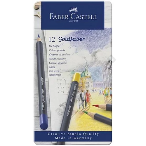 Színesceruza-készlet 12db-os hengeres test GOLDFABER fém dobozban