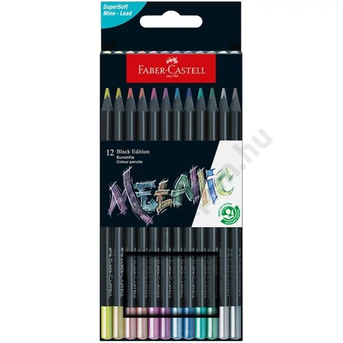 Színesceruza-készlet 12db-os háromszögletű BLACK EDITION fekete testű metál