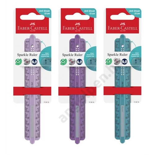 Vonalzó 15cm-es SPARKLE törésálló vegyes színben (óceánkék,lila,rózsaszín)