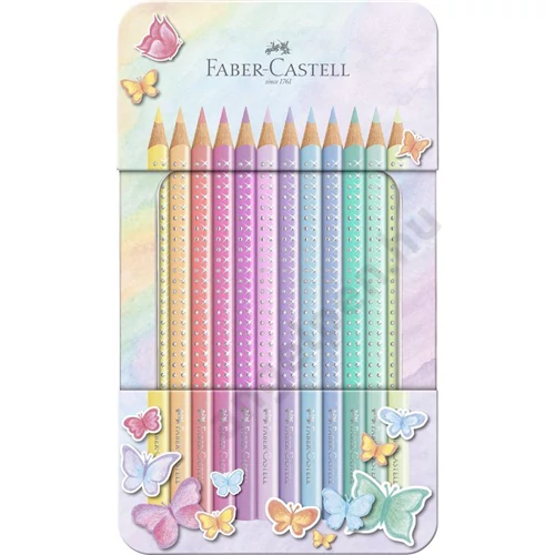Színesceruza-készlet 12db-os háromszögletű SPARKLE pasztell fém dobozban