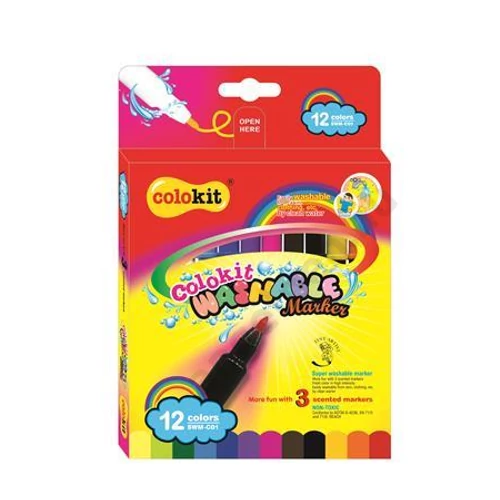 Filctoll készlet, kimosható, COLOKIT "Washable Markers" 12 különböző készlet