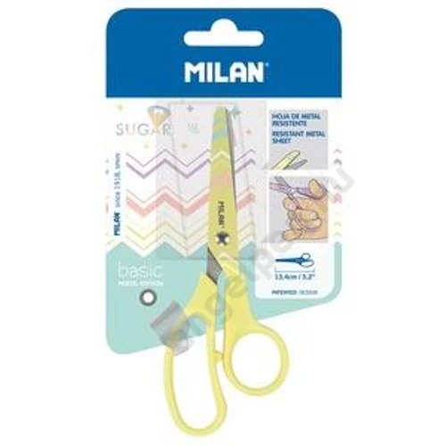 Olló Milan Iskolai Basic P. Pastel, sárga, 13,3 cm, BWM10426VN