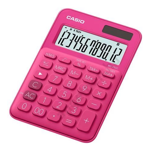 Számológép, asztali, 12 számjegy, CASIO, "MS 20 UC", magenta