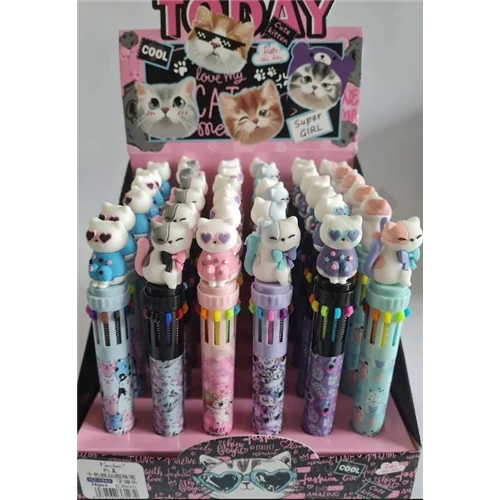 Golyóstoll 10 szín cute kitten cicák 36db/doboz