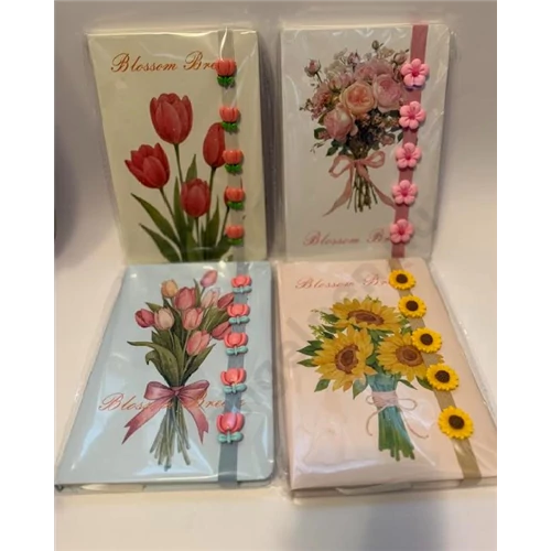 Notesz gumis A/5 vonalas , virágmintás 100lapos ICU-6001-A/5