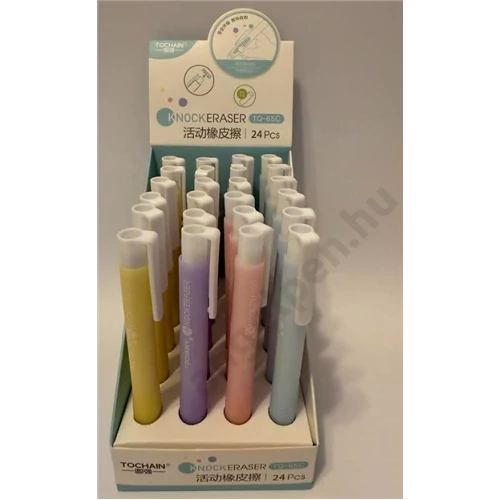 Radír nyomógombos vegyes színek  24db/display ICU-65C