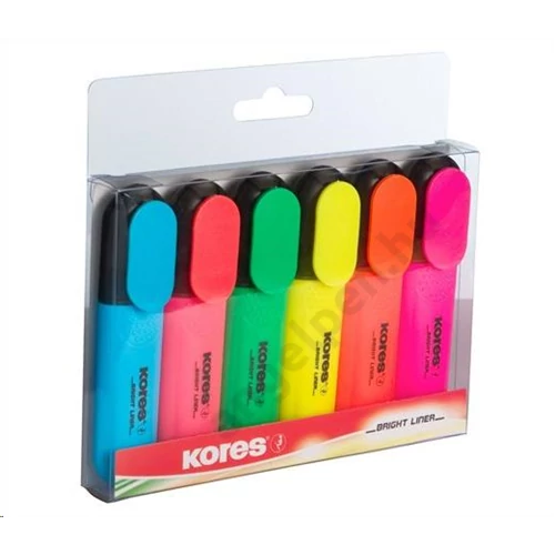Szövegkiemelő készlet, 0,5-5 mm, KORES, 6 különböző szín