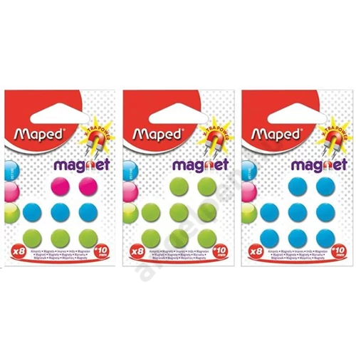 Mágnes, kerek, 10 mm, MAPED, vegyes színek