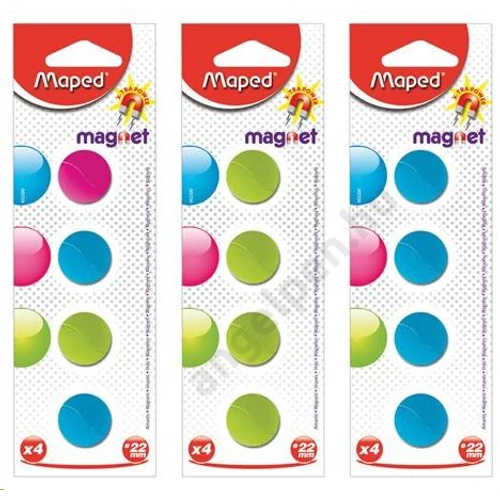 Mágnes, kerek, 22 mm, MAPED, vegyes színek