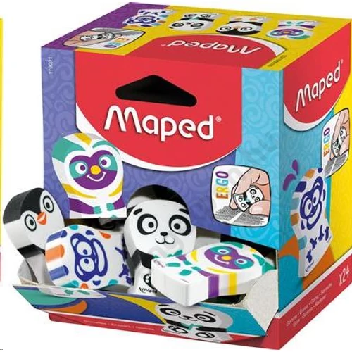 Radír display, vegyes minták, MAPED "Ergo Fun Multicolor"