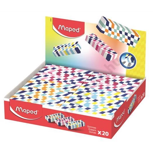 Radír display, kockamintás, MAPED „Checkerboards”, vegyes minták