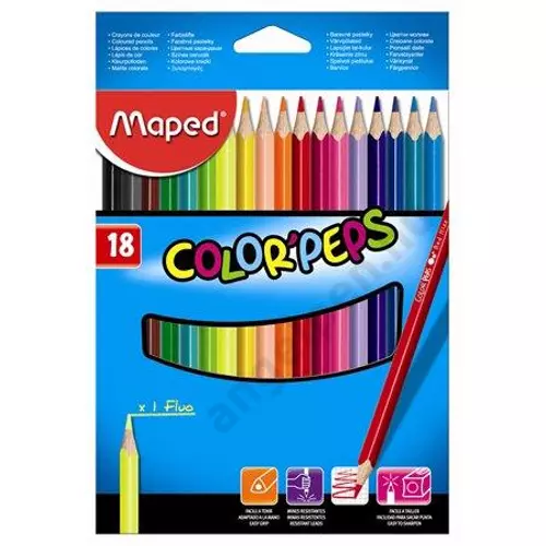 Színes ceruza készlet, háromszögletű, MAPED "Color`Peps Star", 18 különböző szín