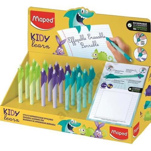 Írástanuló rollertoll display, 0,7 mm, radírozható, MAPED "KIDY Learn MAGIC", vegyes színek