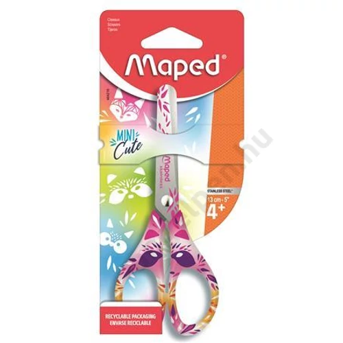 Olló, iskolai, 13 cm, MAPED "Mini Cute", vegyes színek