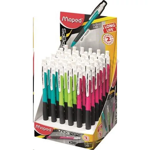 Nyomósirón display, 0,5 mm, MAPED "Long Life", vegyes színek