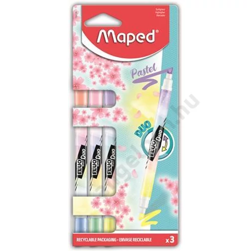 Szövegkiemelő készlet, 1-5 mm, kétvégű, MAPED "Fluo Peps Duo", 6 különböző pasztell szín