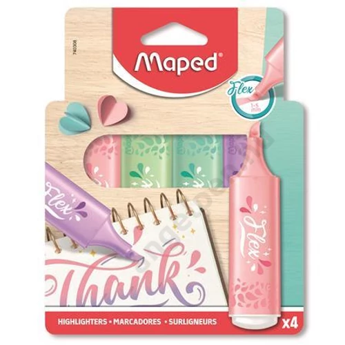 Szövegkiemelő készlet, 1-5 mm, MAPED "Fluo Peps Flex Pastel", pasztell szín, vegyes készletek