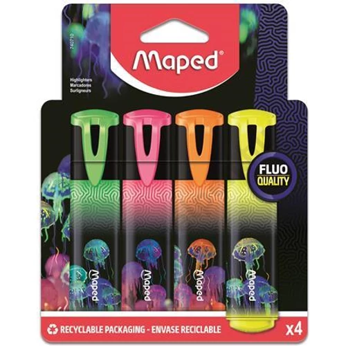 Szövegkiemelő készlet, 1-5 mm, MAPED "Deepsea Paradise Fluo Peps", 4 különböző szín