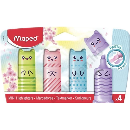 Szövegkiemelő készlet, 1-5 mm, MAPED "Mini Pastel", 4 különböző pasztell szín