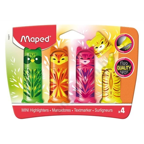 Szövegkiemelő készlet, 1-5 mm, MAPED "Fluo Peps Mini Cute", vegyes színek